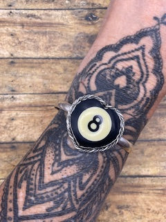 Sonya-MADE TO ORDER Black Billiard 8-Ball Heart Cuff