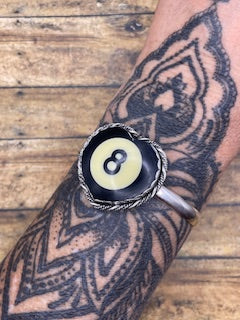 Sonya-MADE TO ORDER Black Billiard 8-Ball Heart Cuff
