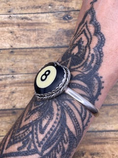 Sonya-MADE TO ORDER Black Billiard 8-Ball Heart Cuff