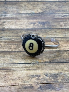 Sonya-MADE TO ORDER Black Billiard 8-Ball Heart Cuff