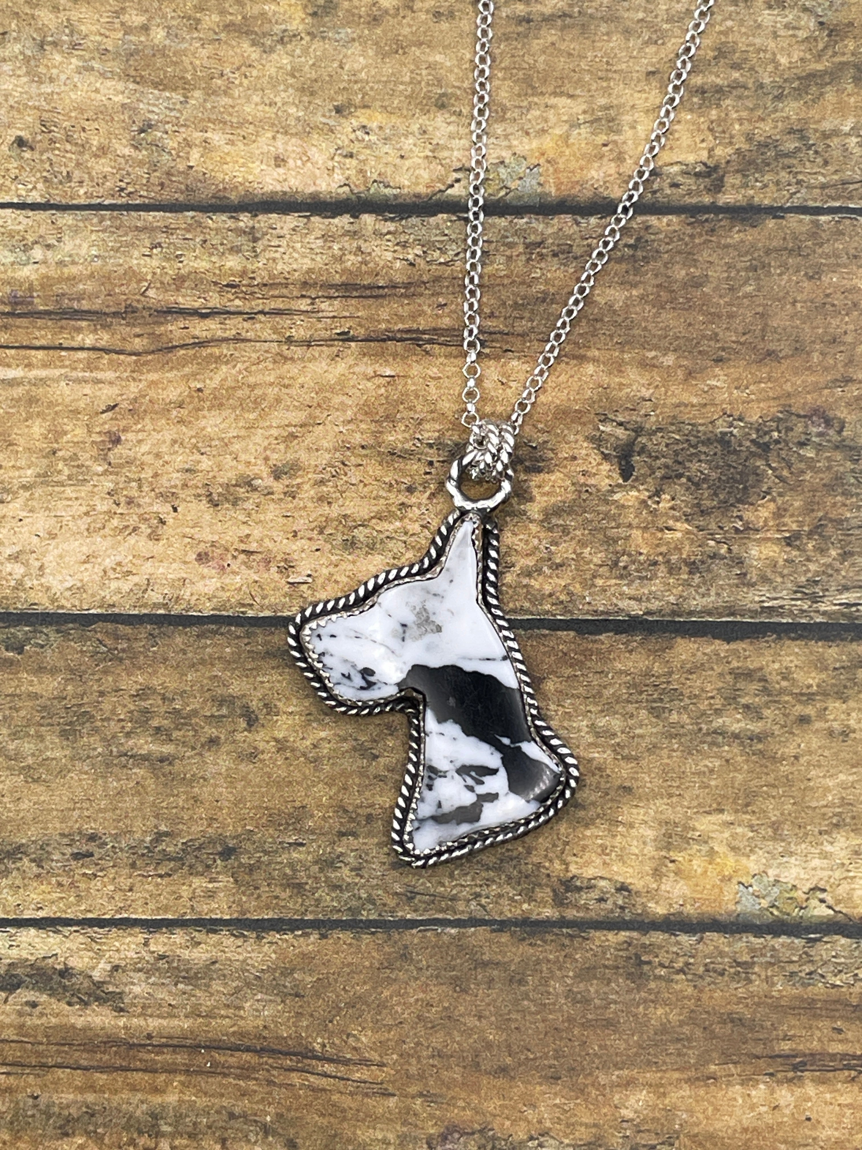 Apollo-White Buffalo Turquoise Great Dane Pendant/Necklace