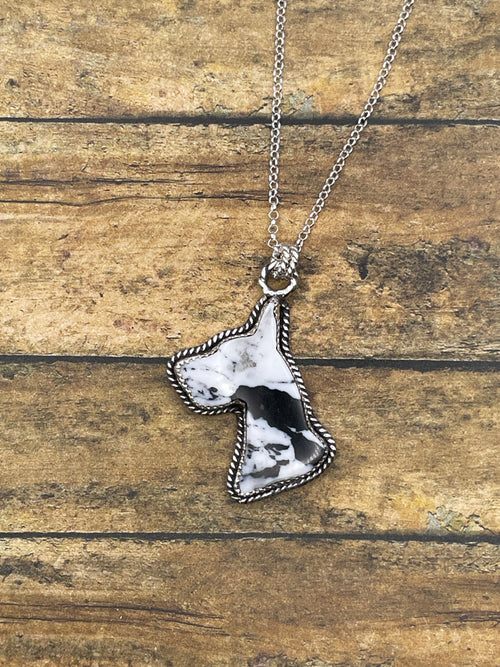 Apollo-White Buffalo Turquoise Great Dane Pendant/Necklace