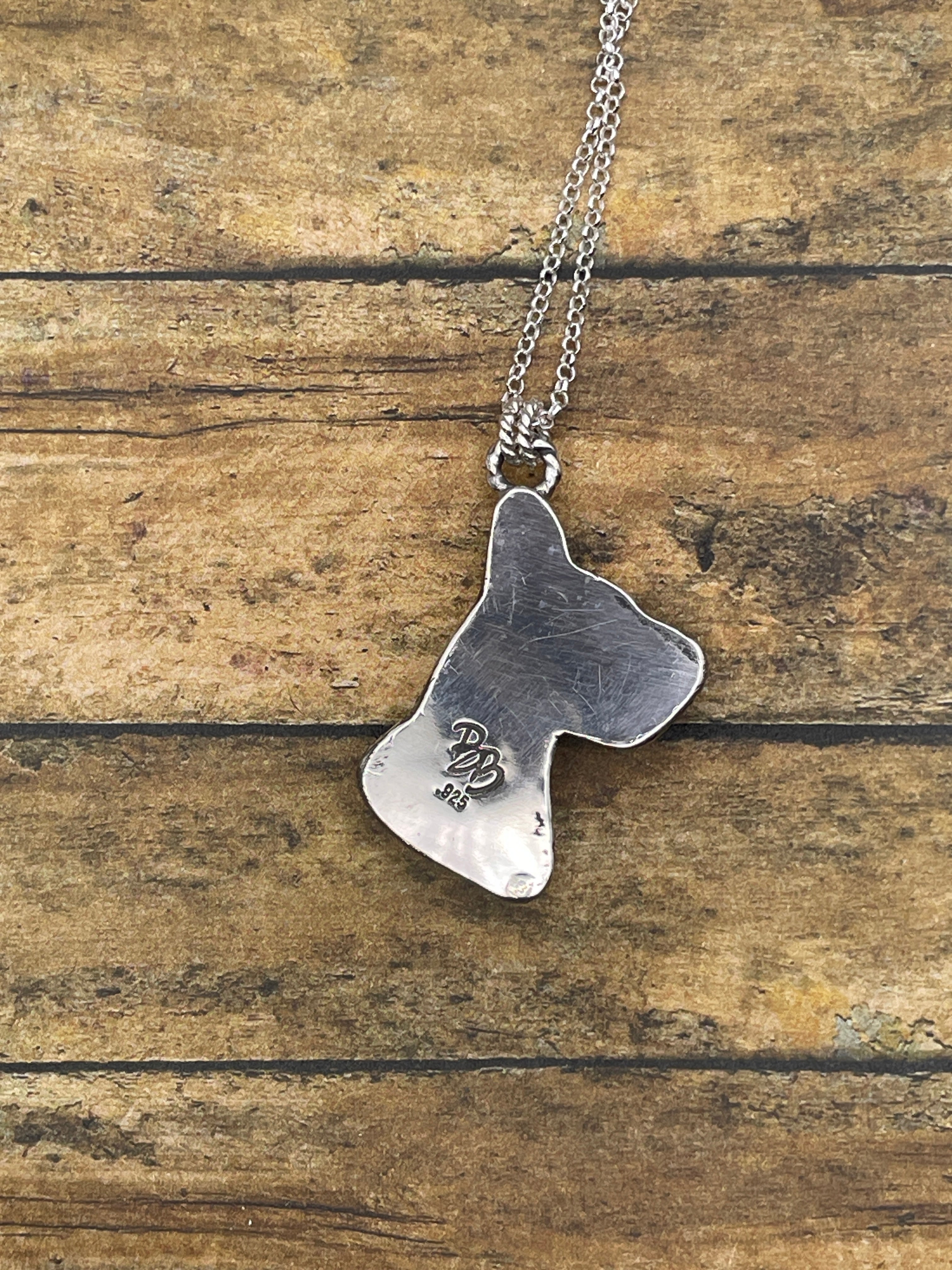 Apollo-White Buffalo Turquoise Great Dane Pendant/Necklace