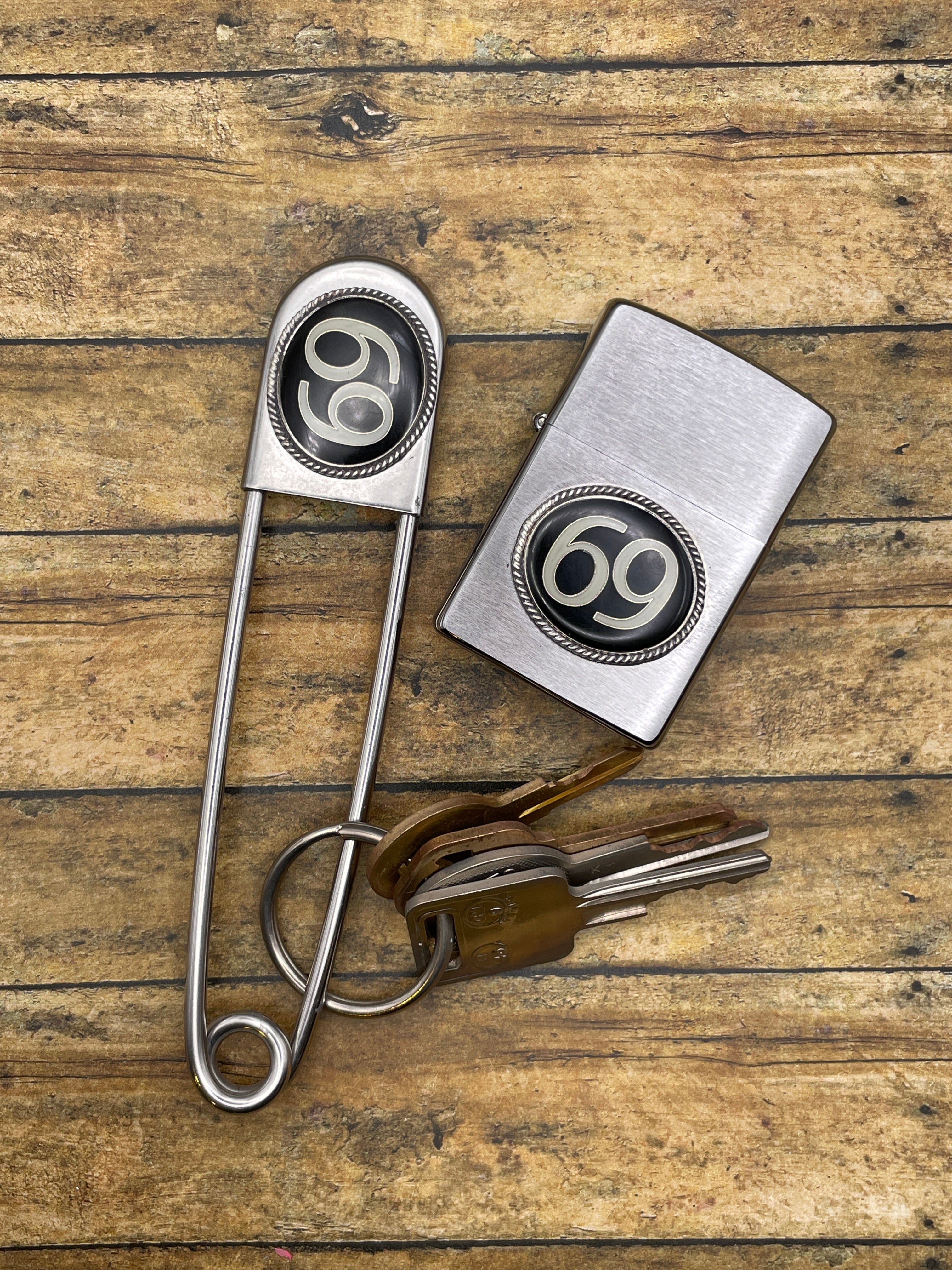 SixtyNine-Zippo Lighter with Vintage 69 Enamel Pin