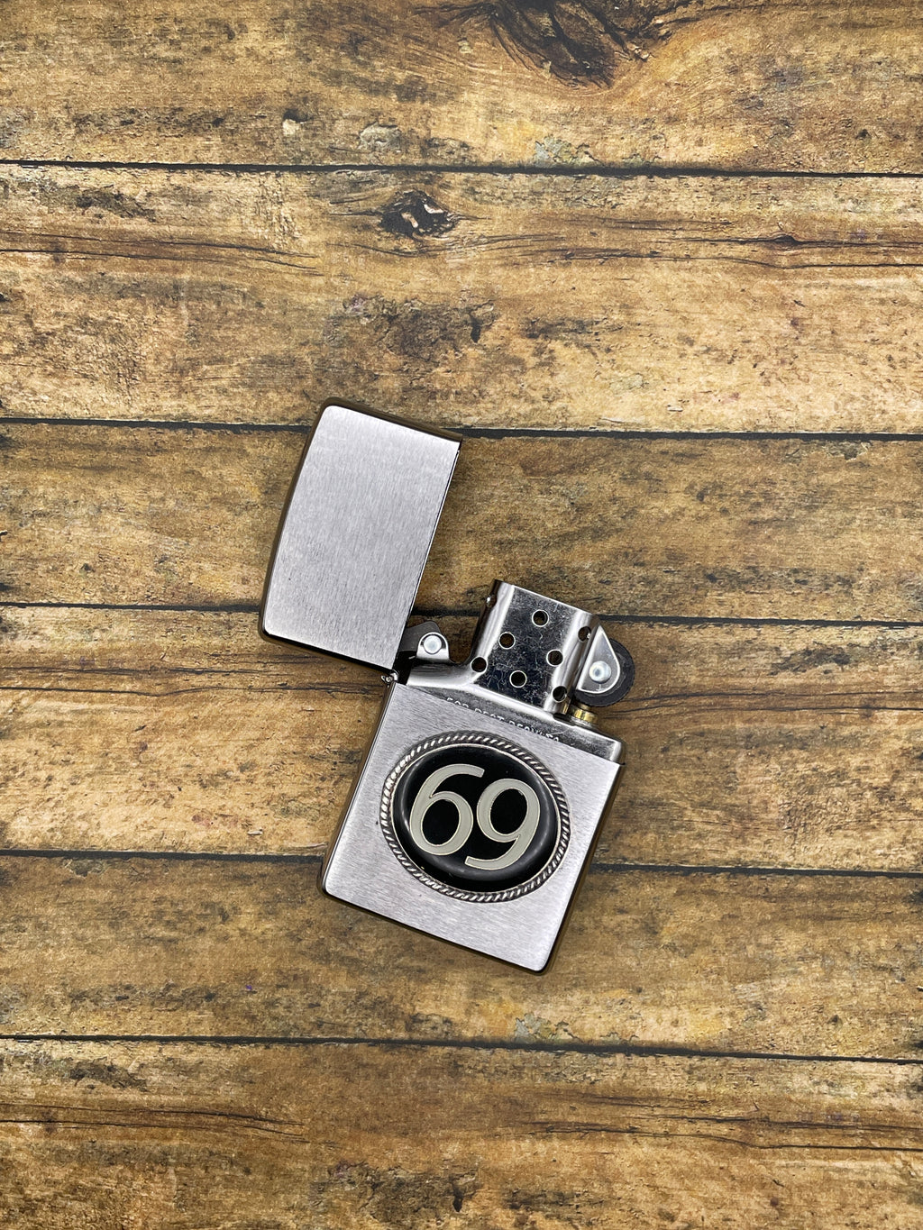 SixtyNine-Zippo Lighter with Vintage 69 Enamel Pin