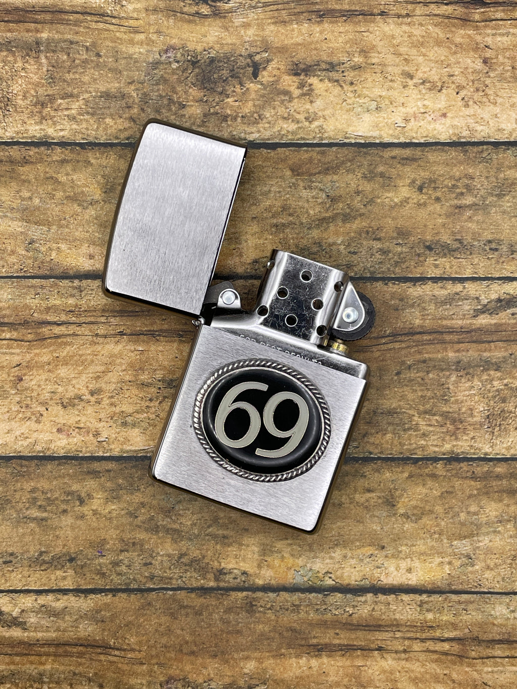 SixtyNine-Zippo Lighter with Vintage 69 Enamel Pin