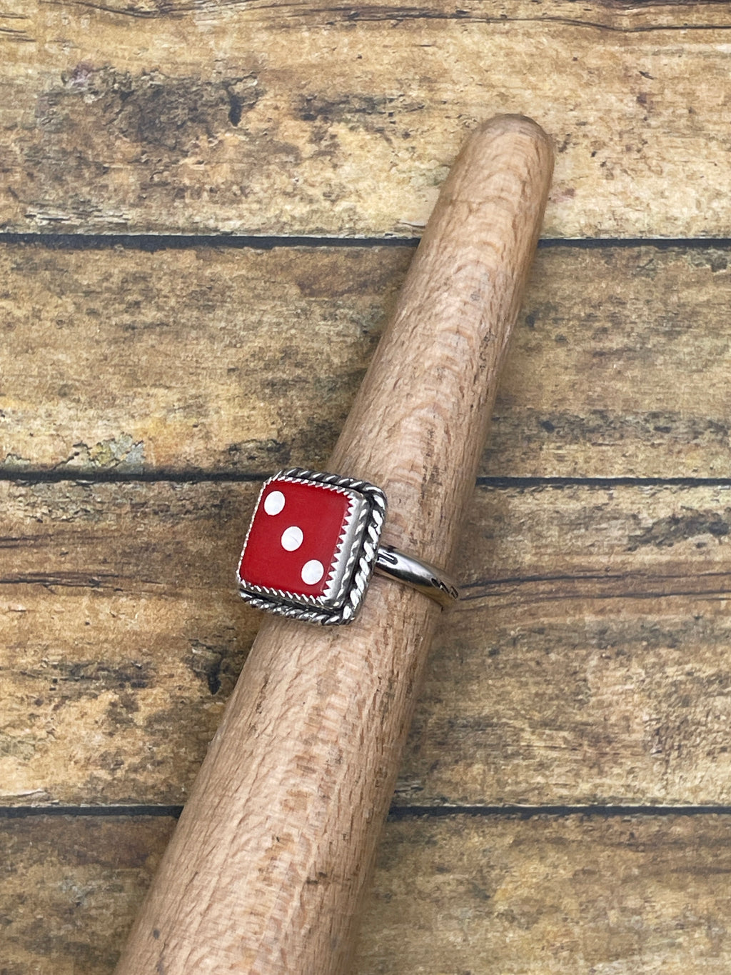Zola-Vintage Crisloid Red Dice #3 Ring