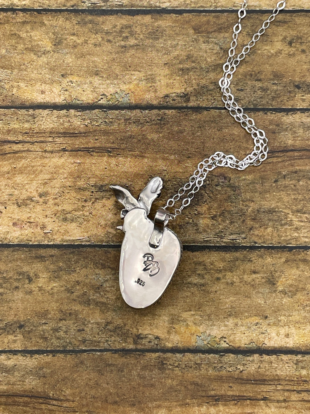 Angel-White Buffalo Turquoise Pendant with Bald Eagle Detail