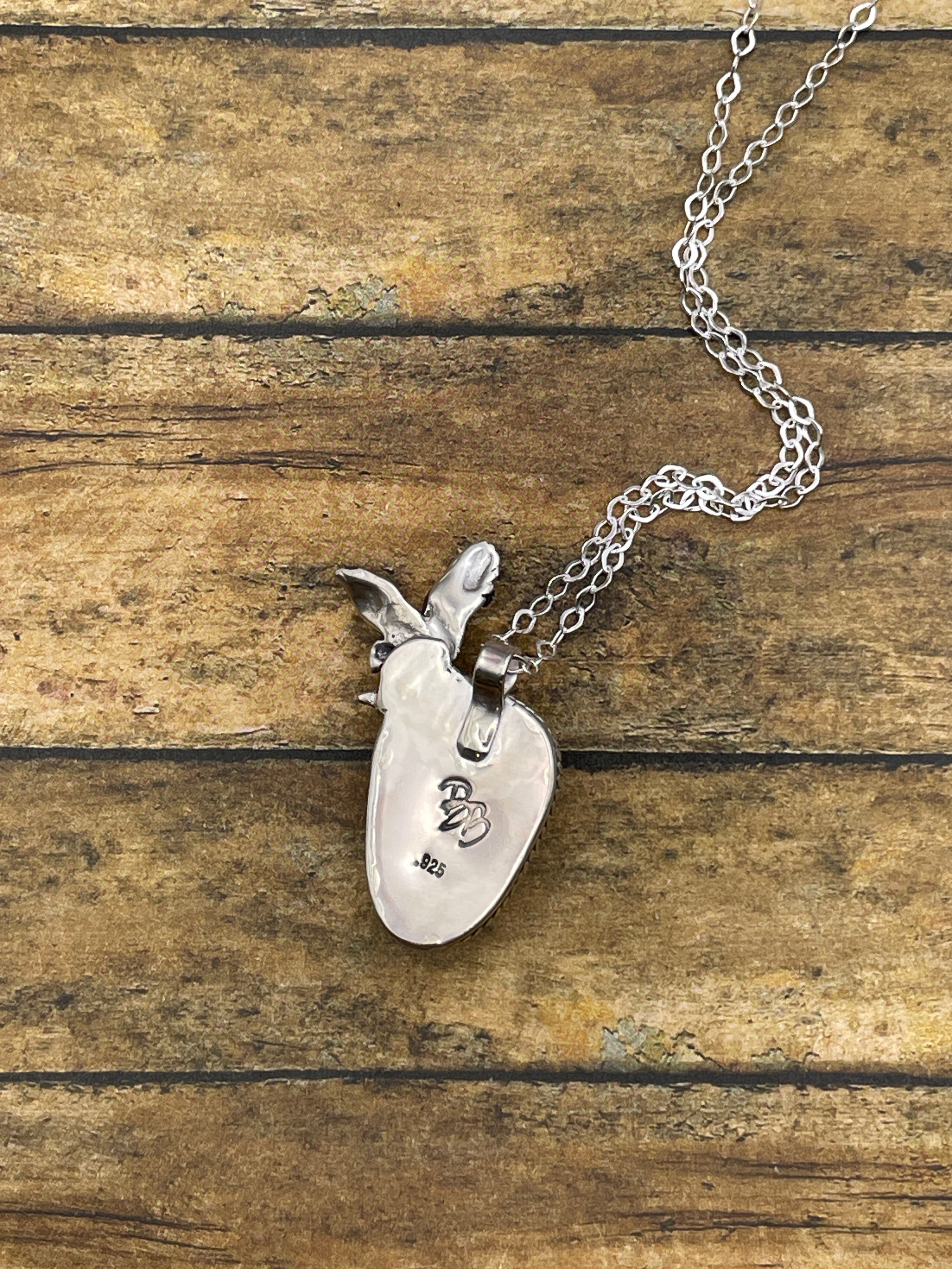 Angel-White Buffalo Turquoise Pendant with Bald Eagle Detail