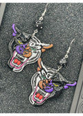 Tattoo-Tattoo Panther/Snow Tiger Earrings with Dice Detail: Handmade, Hand-Painted Polymer Clay