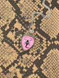 Wendy-Real Black Scorpion in Pink Resin Heart Pendant