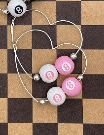 Slay-Mini Billiard Pink/White 8-Ball Heart Shaped Hoops