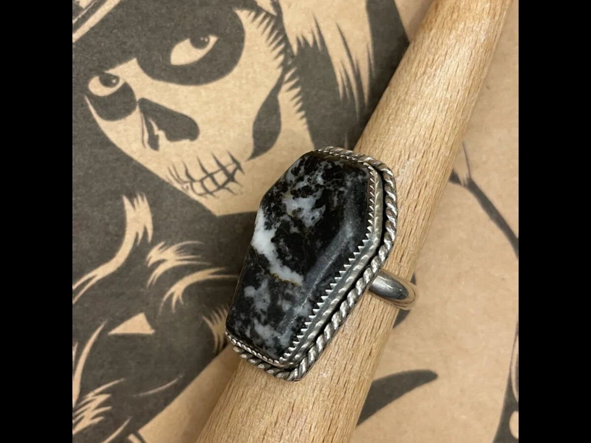 Venus-Zebra Jasper Coffin Statement Ring
