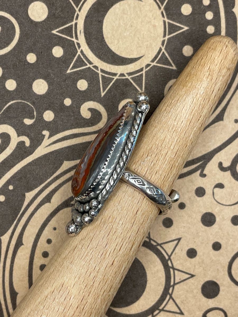 Fiona-Crazy Lace Agate Teardrop Ring