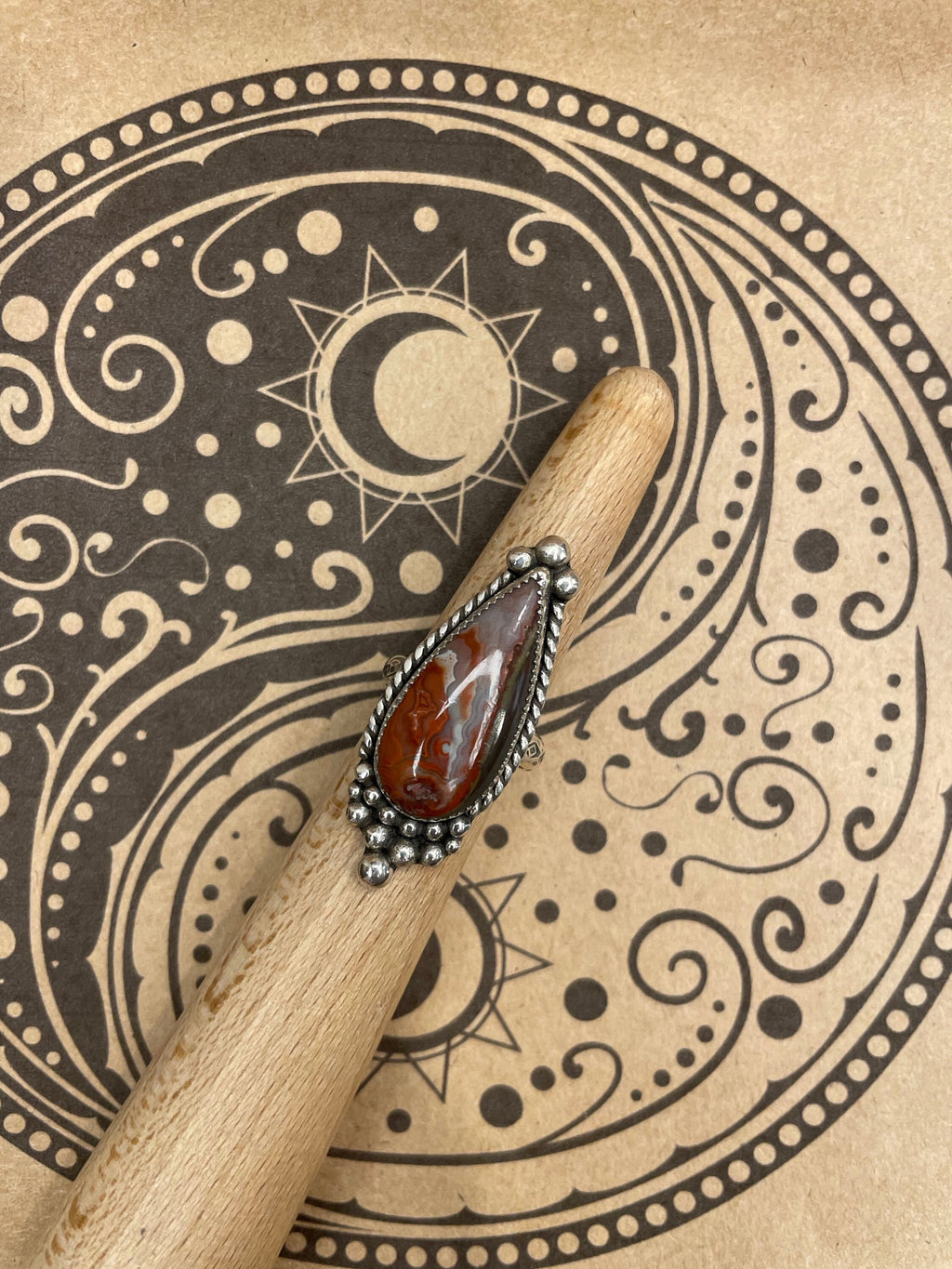Fiona-Crazy Lace Agate Teardrop Ring