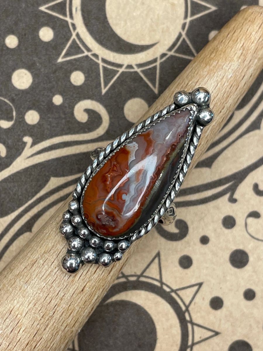 Fiona-Crazy Lace Agate Teardrop Ring