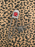 Zuri-Jumbo Safety Pin with Red Dice White Pips #5
