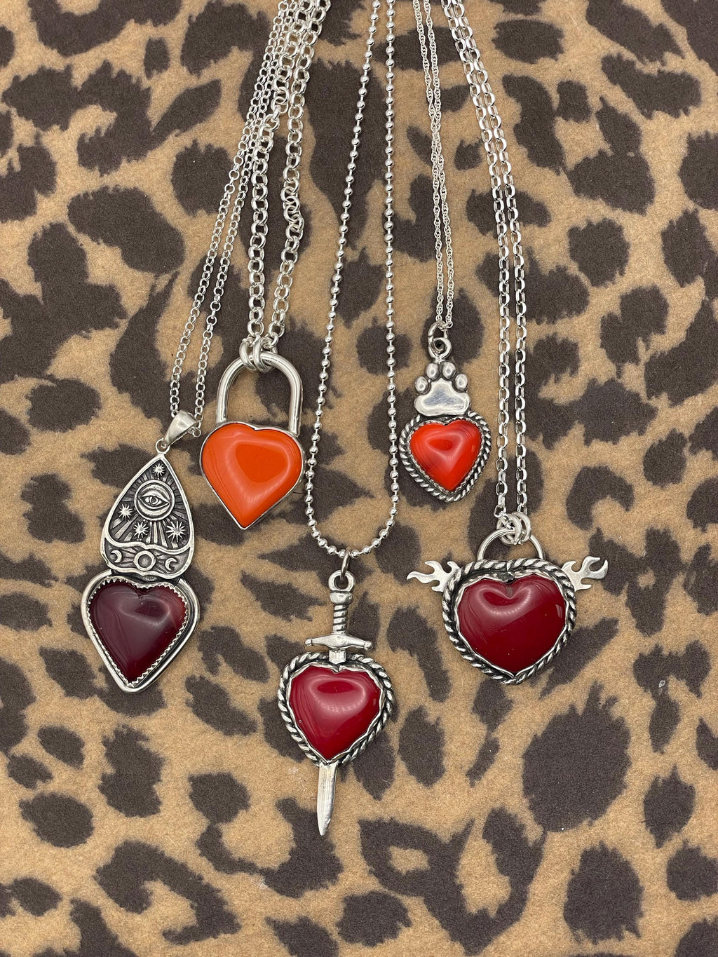 Rubi-Tiny Red Rosarita Heart Pendant with Dog Paw Detail