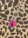 Winona-Real Black Scorpion in Hot Pink Resin Heart Pendant