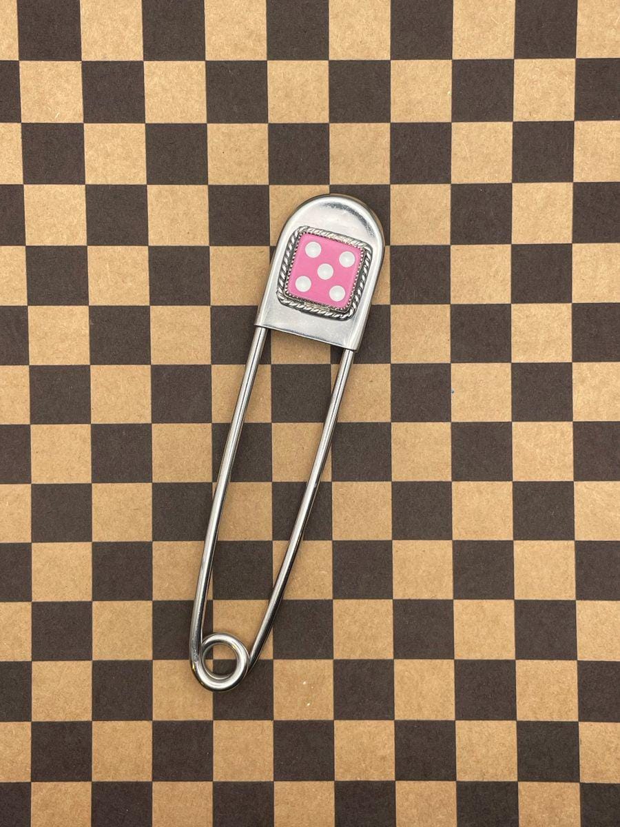 Zannie-Jumbo Safety Pin with Pink Dice #5