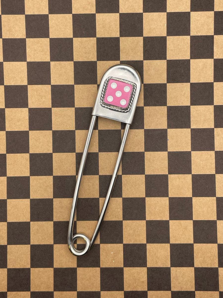 Zannie-Jumbo Safety Pin with Pink Dice #5