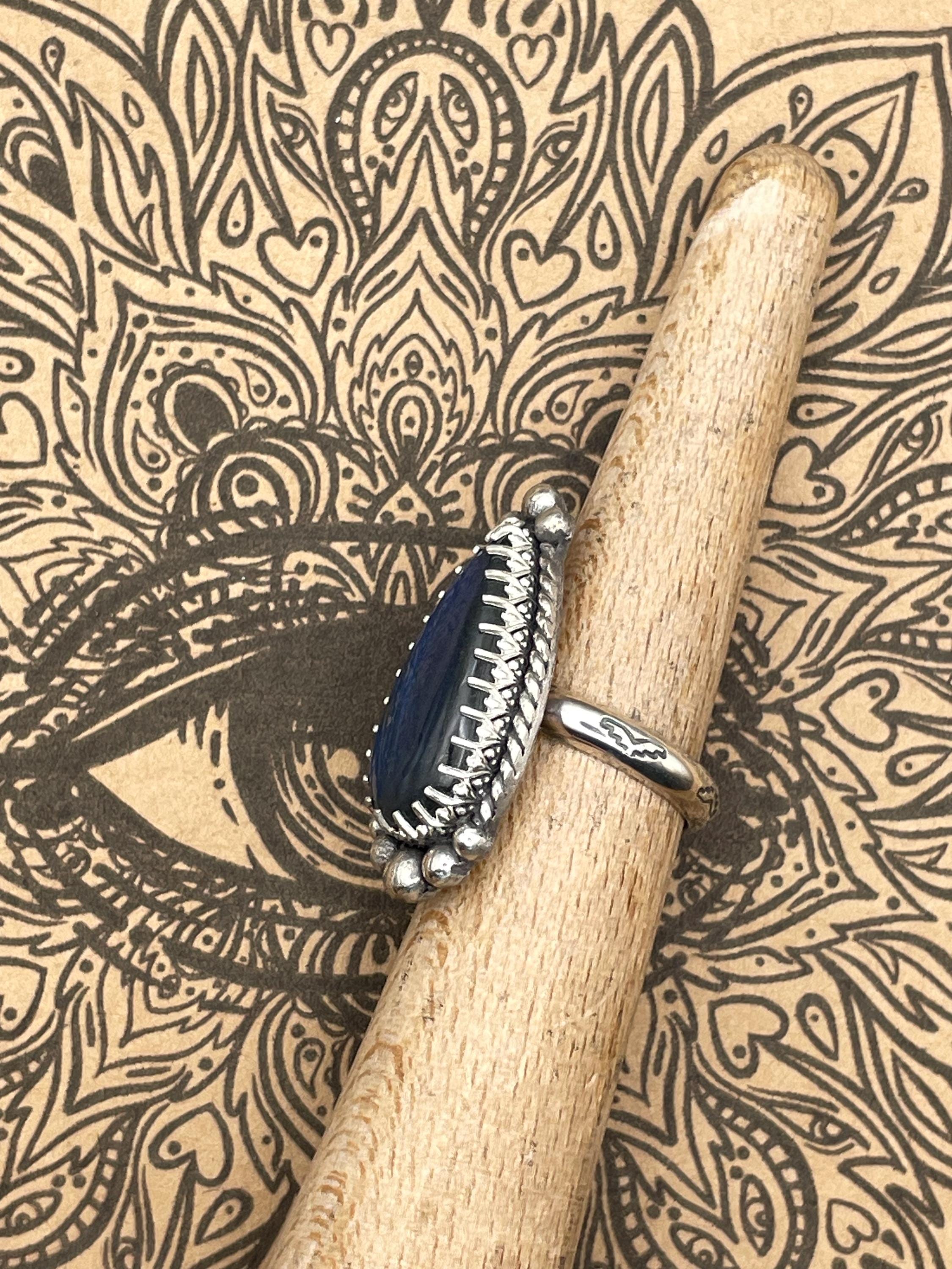 Haley-Labradorite Teardrop Statement Ring