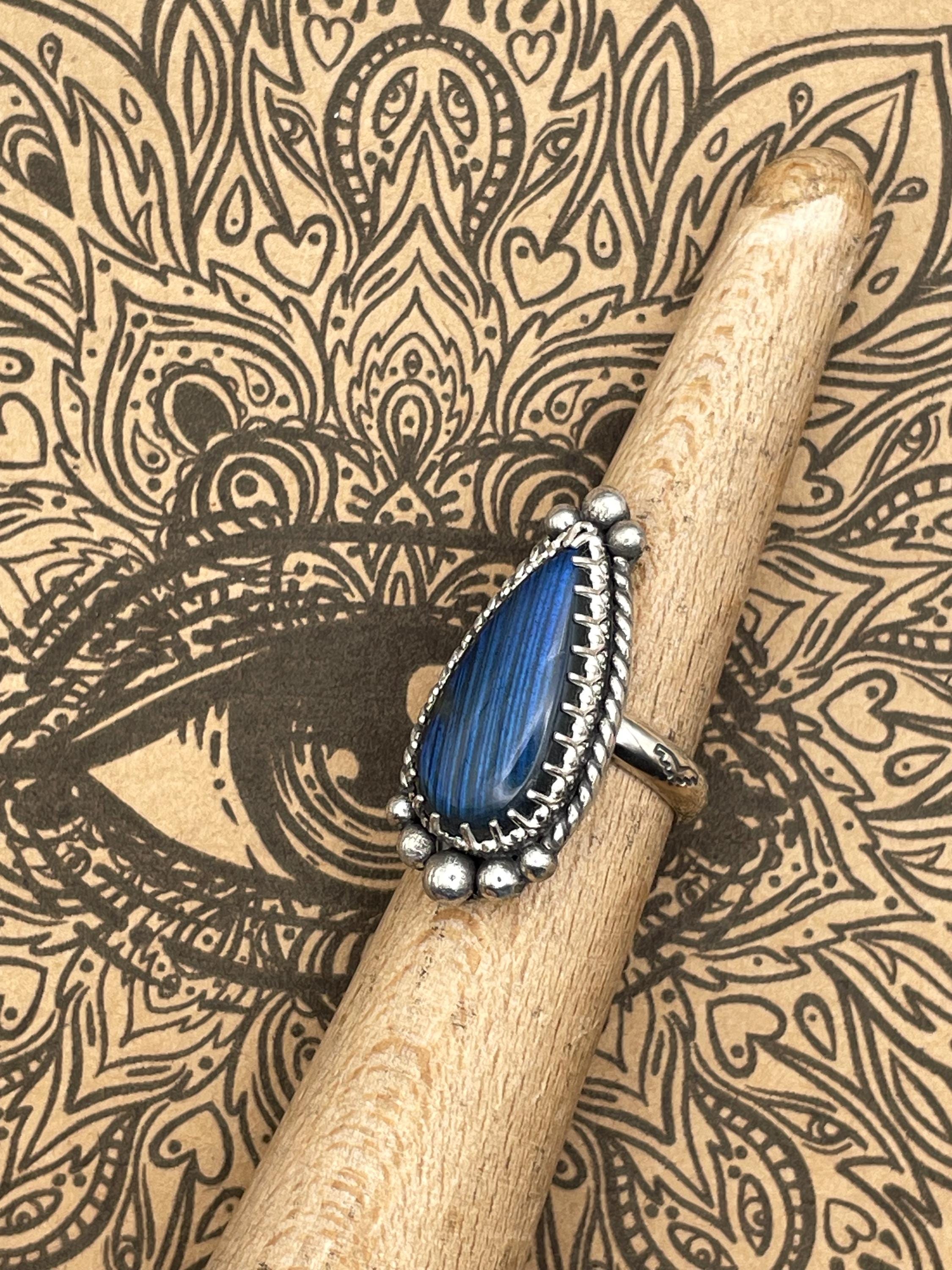 Haley-Labradorite Teardrop Statement Ring