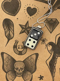 Zacha – Black & White Crisloid Dice Pendant | Vintage Casino Jewelry