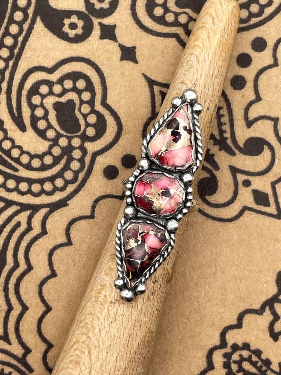 Emery-Red Buffalo Triple Gemstone Ring