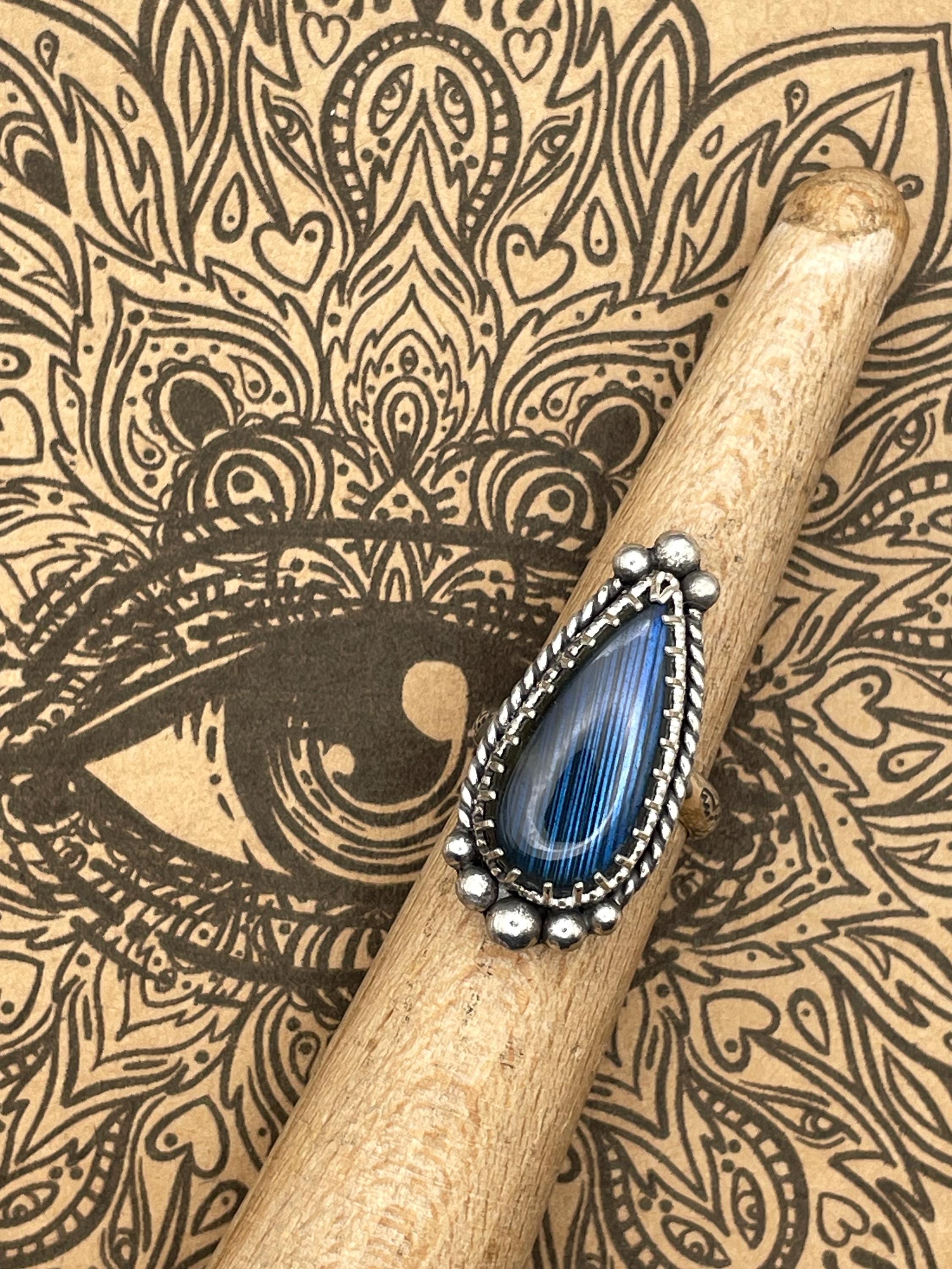 Haley-Labradorite Teardrop Statement Ring