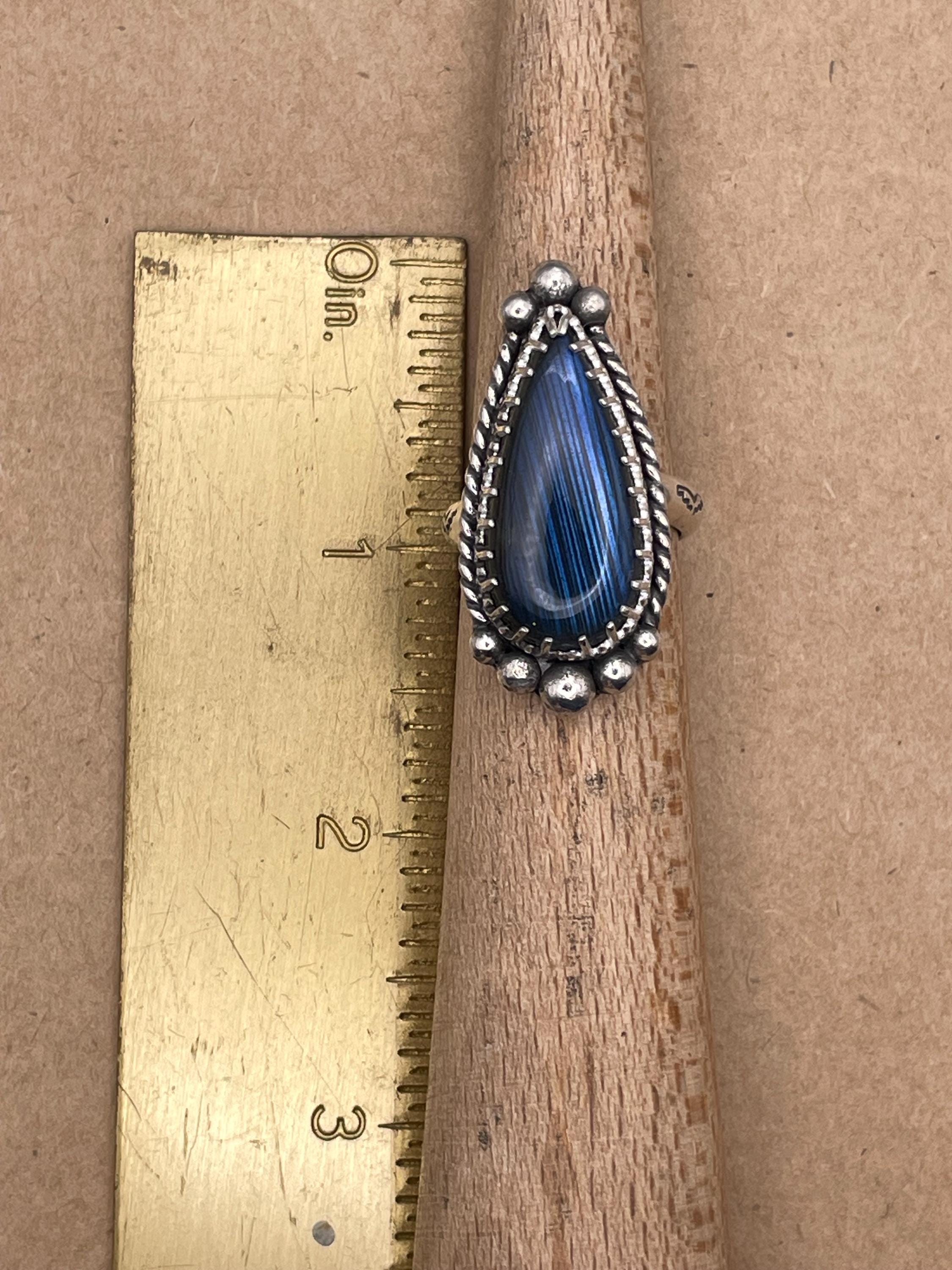 Haley-Labradorite Teardrop Statement Ring