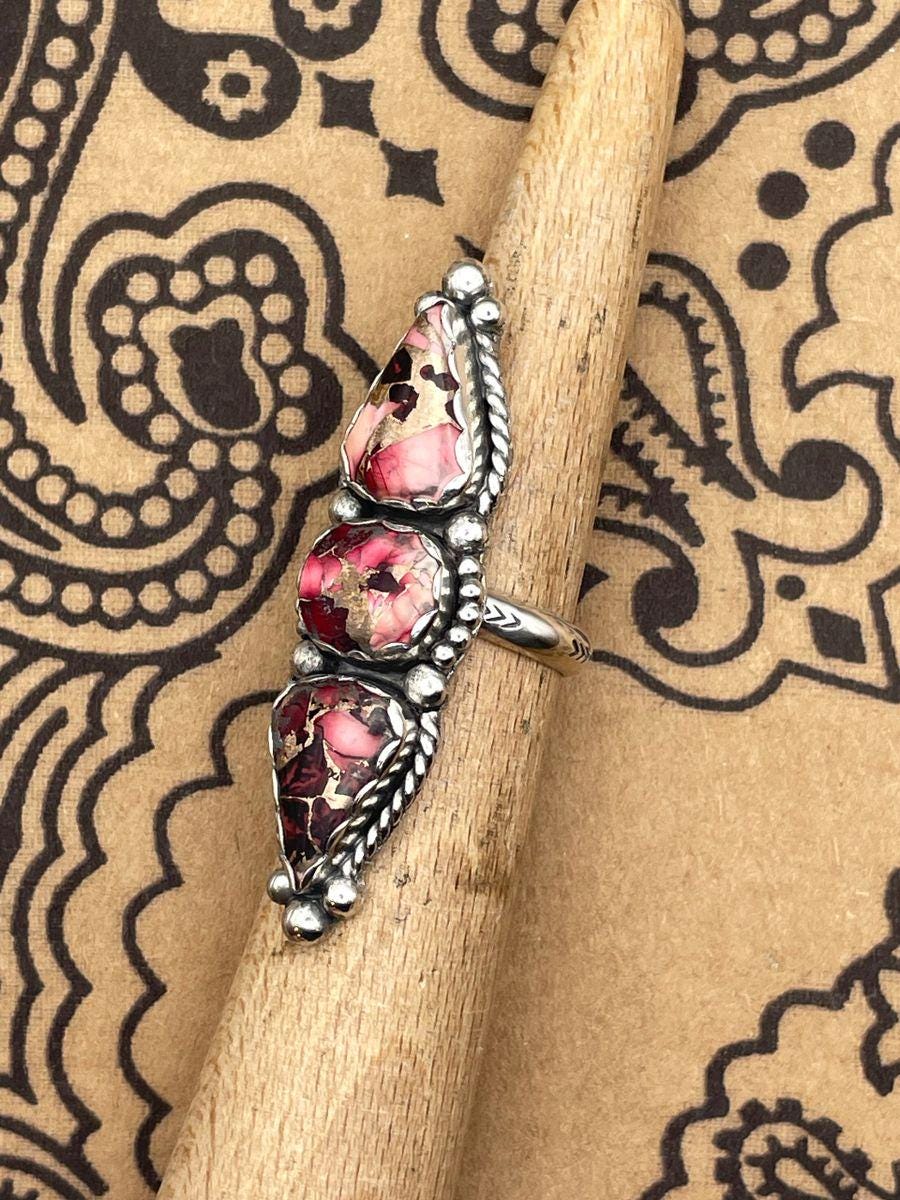 Emery-Red Buffalo Triple Gemstone Ring
