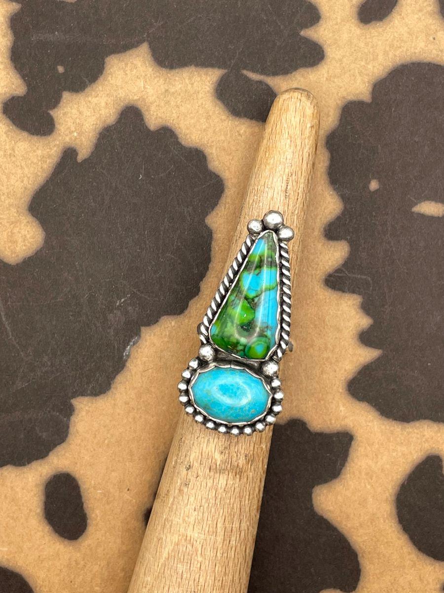 Cherrie-Green Mojave Turquoise Double Gemstone Ring