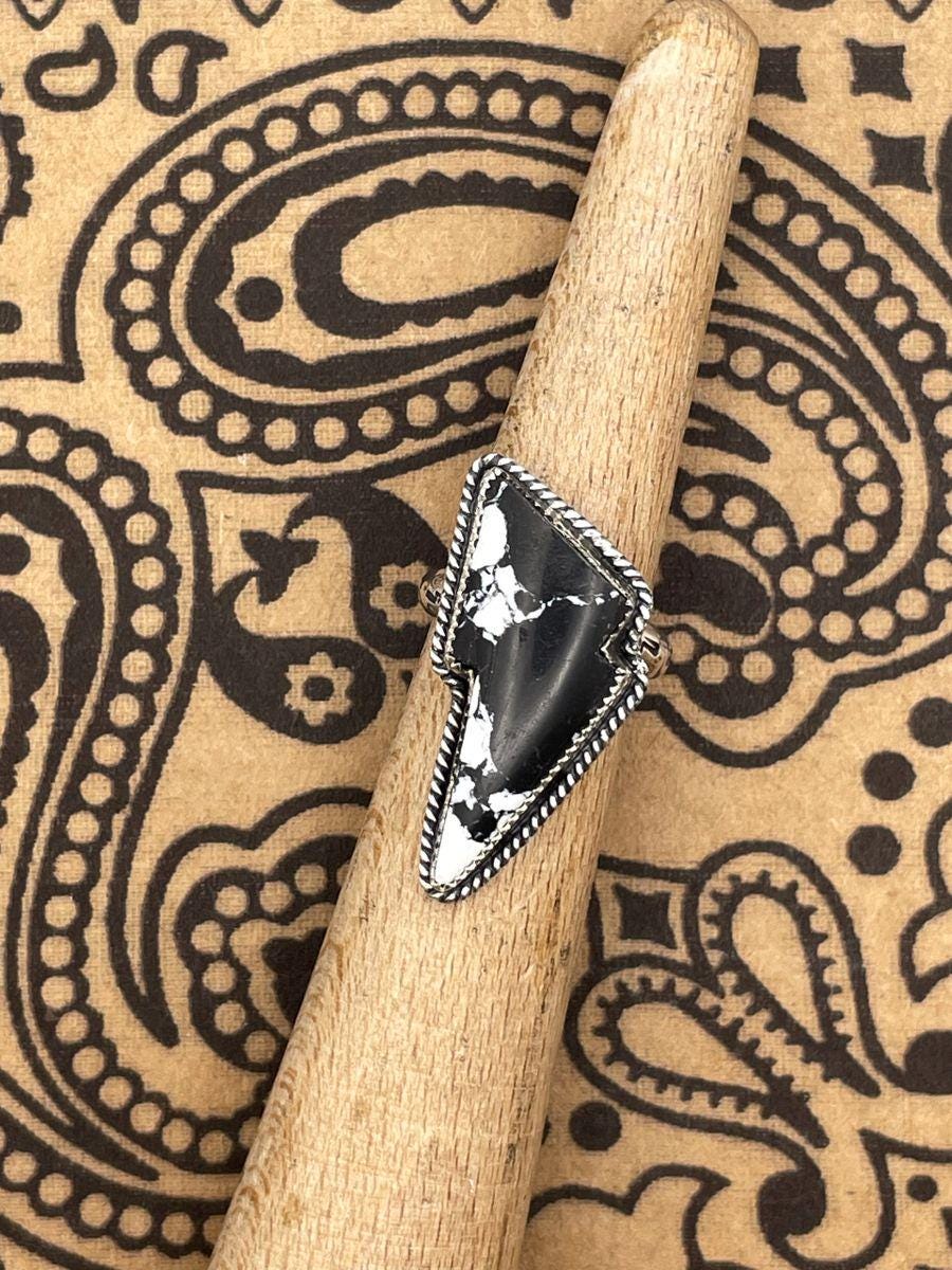 Aiden-White Buffalo Turquoise Lightning Bolt Ring