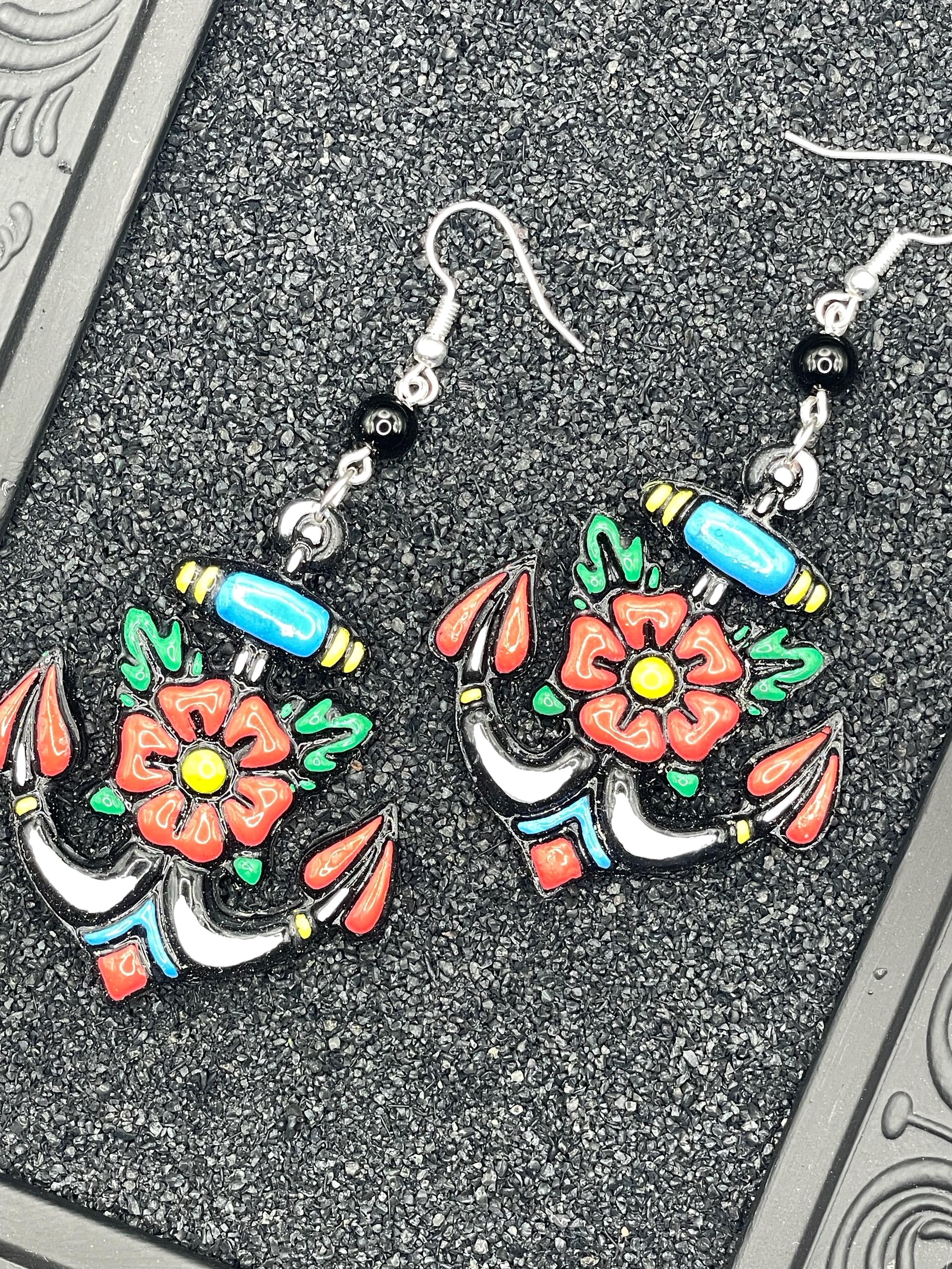 Tattoo-Handmade Tattoo Anchor Earrings: Sailor Jerry Style Polymer Clay