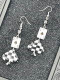 Vegas-Checkered Ace of Spades Earrings: Handmade, Hand-Painted Polymer Clay