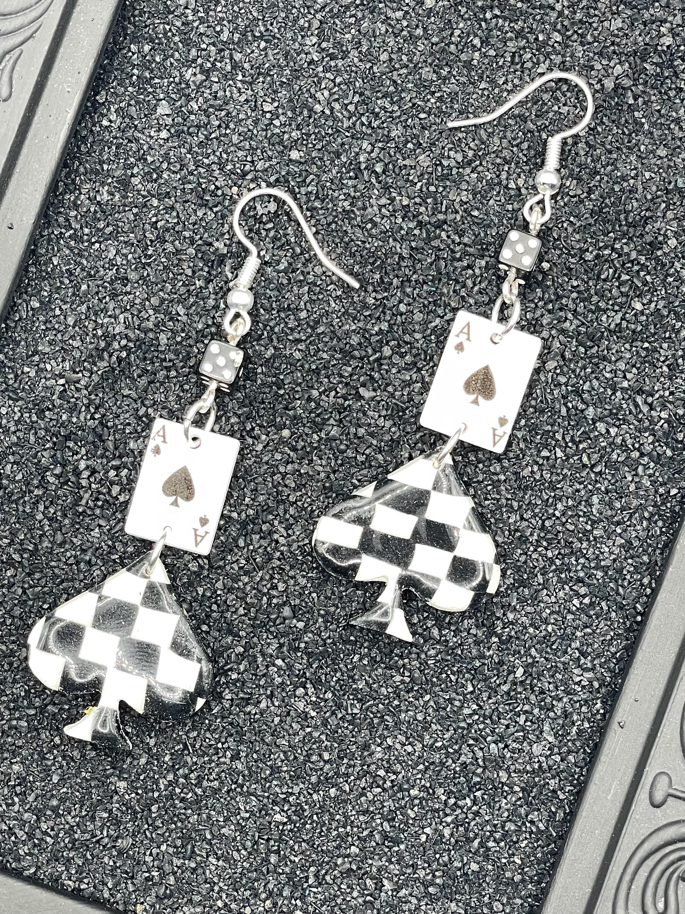 Vegas-Ace of Spades Earrings: Handmade Polymer Clay Casino Jewelry