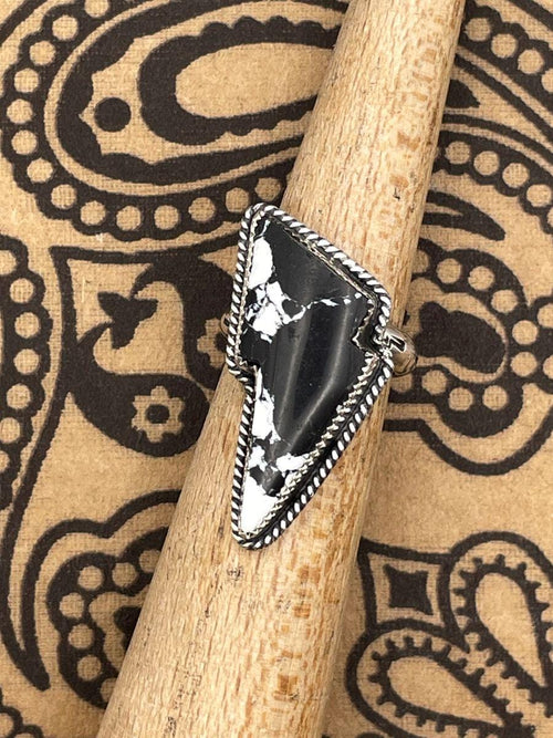 Aiden-White Buffalo Turquoise Lightning Bolt Ring