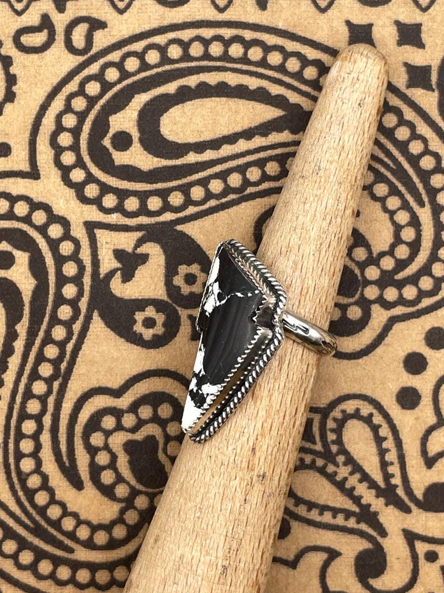 Aiden-White Buffalo Turquoise Lightning Bolt Ring