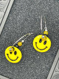 Love-Smiley Hoop Earrings: Hand-Painted Polymer Clay