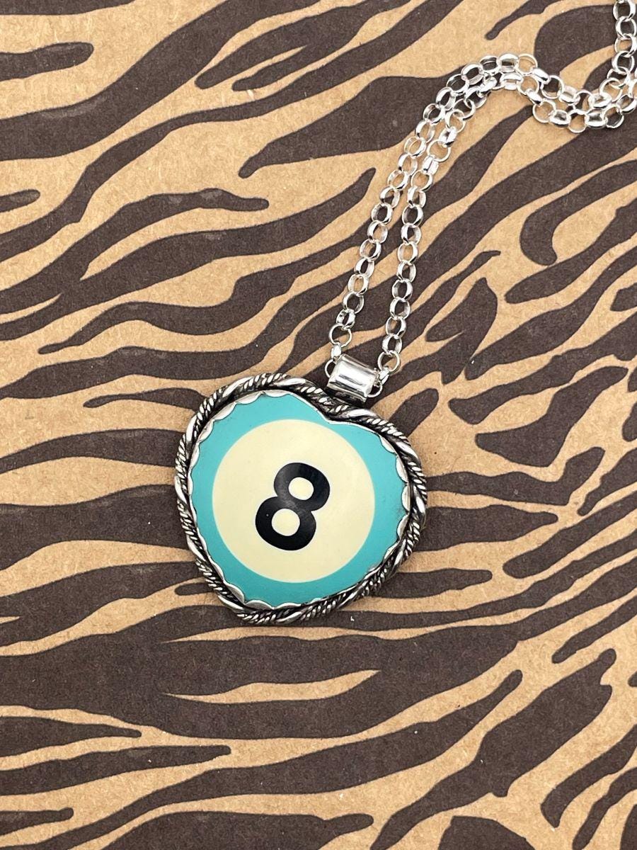 Shane-*Made to Order* Unique Turquoise Billiard 8-Ball Heart Pendant