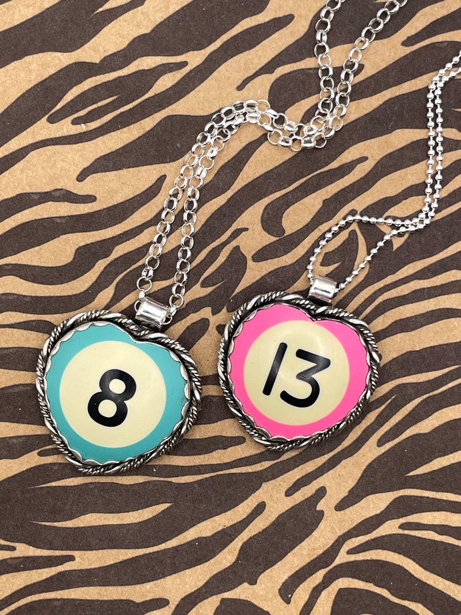 Shane-*Made to Order* Unique Turquoise Billiard 8-Ball Heart Pendant