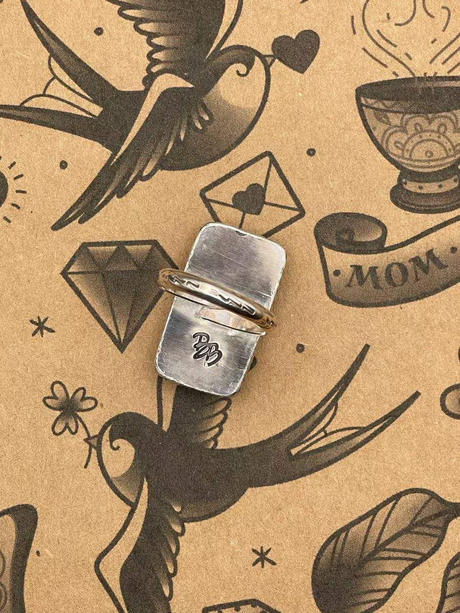 Zandra – Black & White Crisloid Dice Statement Ring | Vintage Casino Jewelry