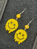 Love-Dripping Smiley Face Earrings: Handmade, Hand-Painted Polymer Clay