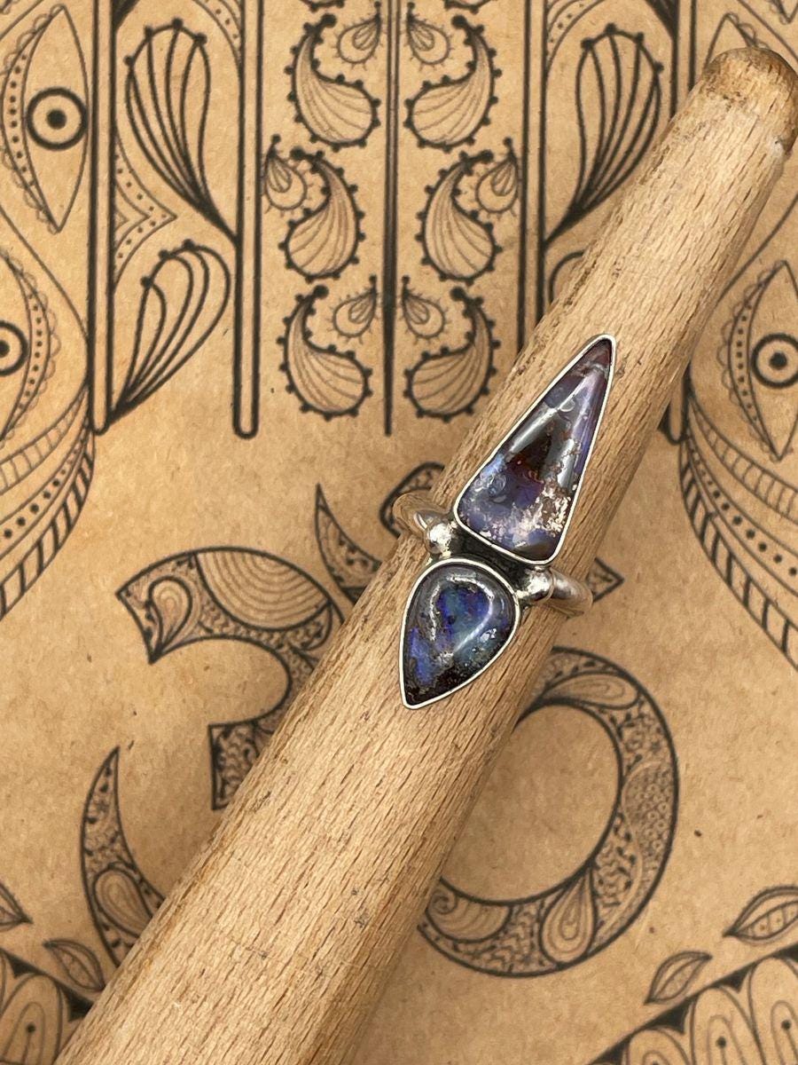 Jasmine-Boulder Double Gemstone Opal Ring