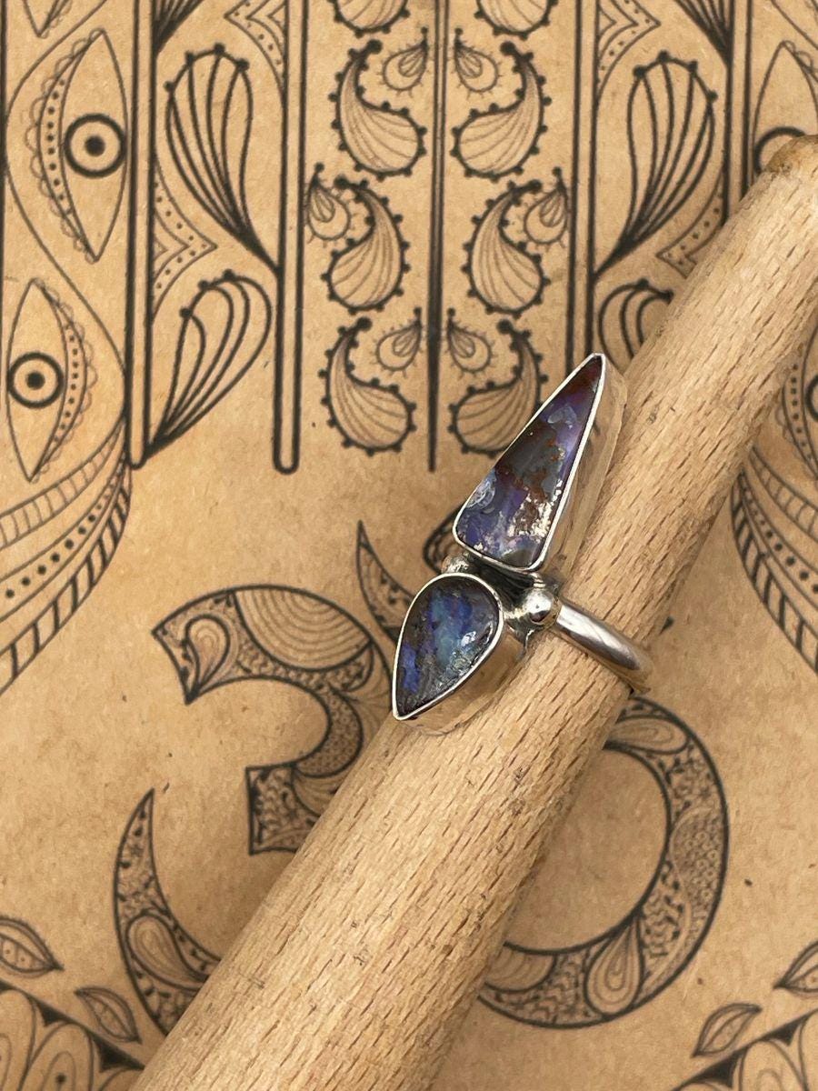 Jasmine-Boulder Double Gemstone Opal Ring