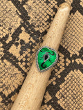 Wild-Black Scorpion in Resin Green Heart Ring