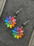Love-Rainbow Smiley Daisy Earrings: Handmade, Hand-Painted Polymer Clay
