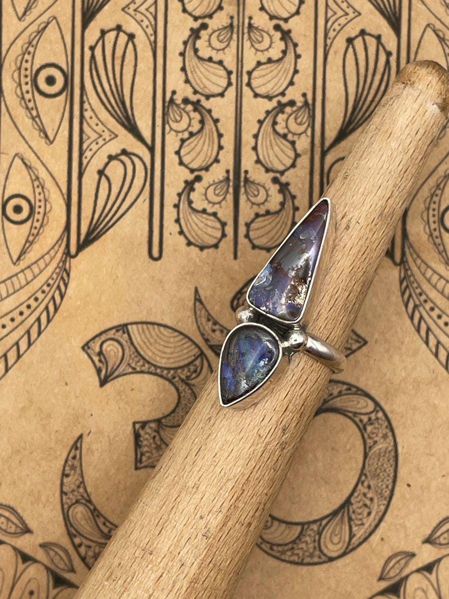 Jasmine-Boulder Double Gemstone Opal Ring
