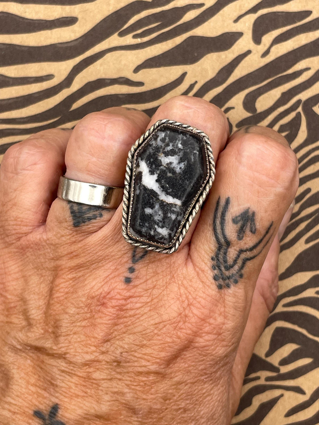 Venus-Zebra Jasper Coffin Statement Ring